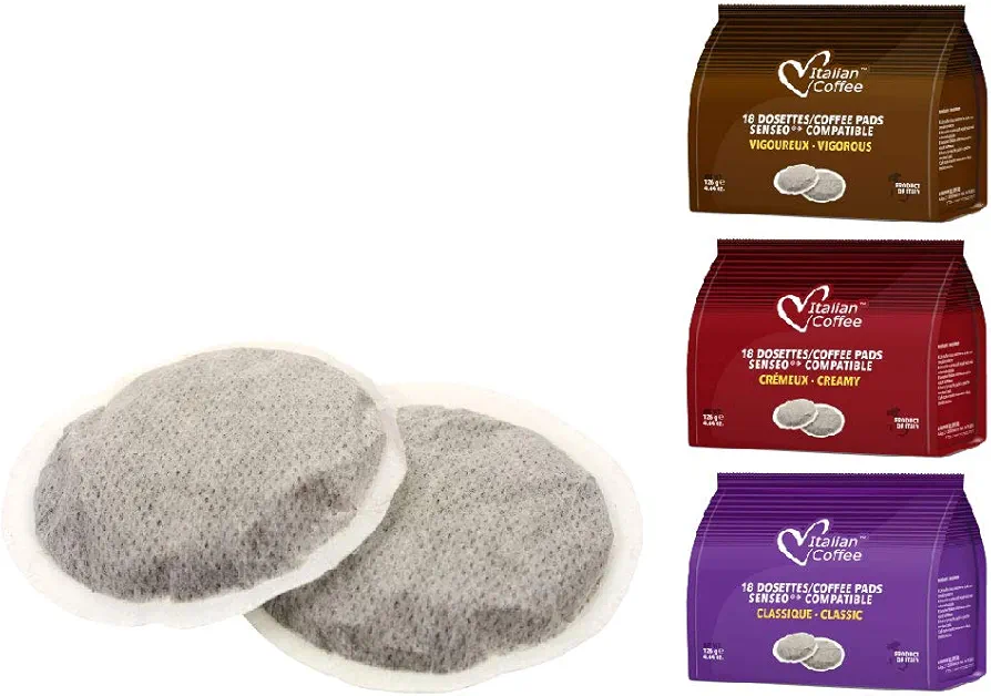 Italian Coffee For Espresso Lovers Italian Coffee pads compatible with Senseo machines (3 Flavors mix, 54 pads)