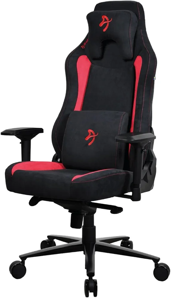 Arozzi Vernazza Supersoft Upholstery Material has a Unique Velvety Texture That is Fluid-Repellant and Breathable with Memory Foam Lumbar Support and 4D Armrest for Office and Gaming Chair - Red