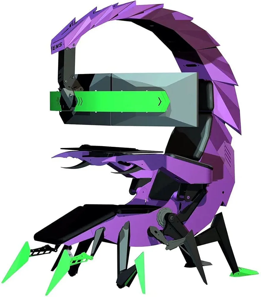 Gaming Chair Ergonomic Computer Cockpit Chair with Led Lights Comfortable Racing Simulator Cockpit Game Chair with Hanging 3 Screens Red(Purple)
