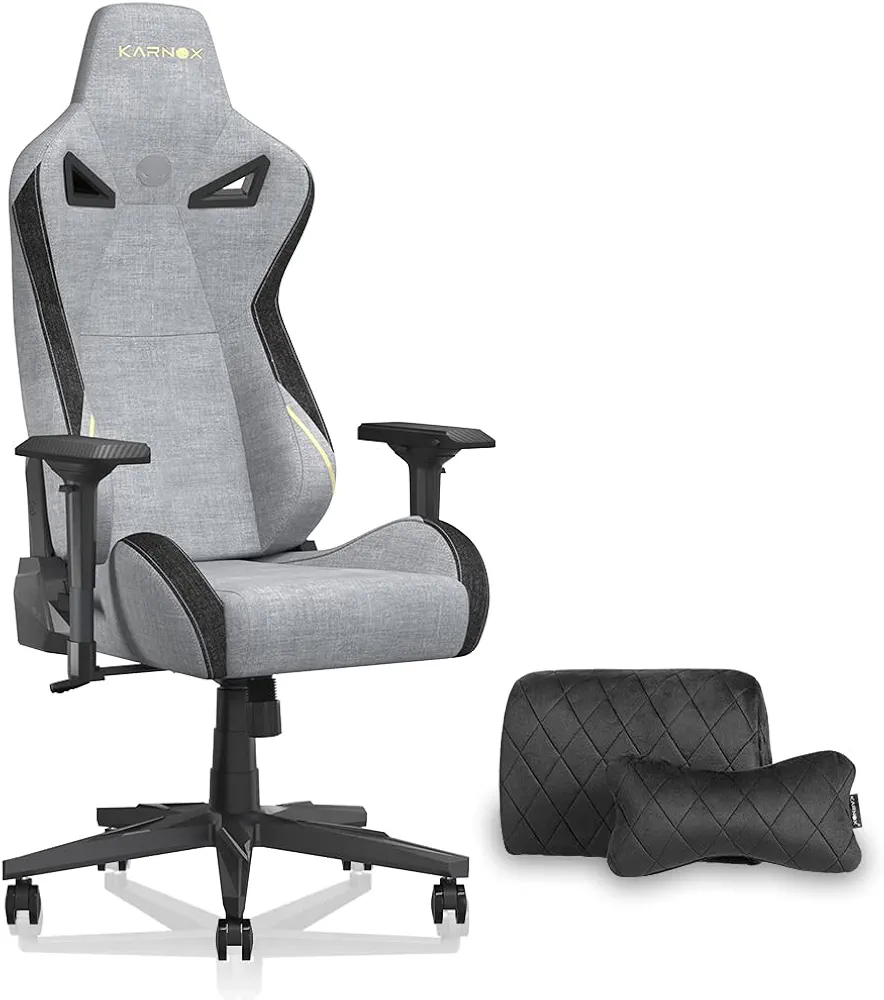 KARNOX Gamer Chair for Adults,Big and Tall Gaming Chair 250lb Capacity,Racing Style Computer Gaming Chair with Headrest and Lumbar Support(Light Grey)