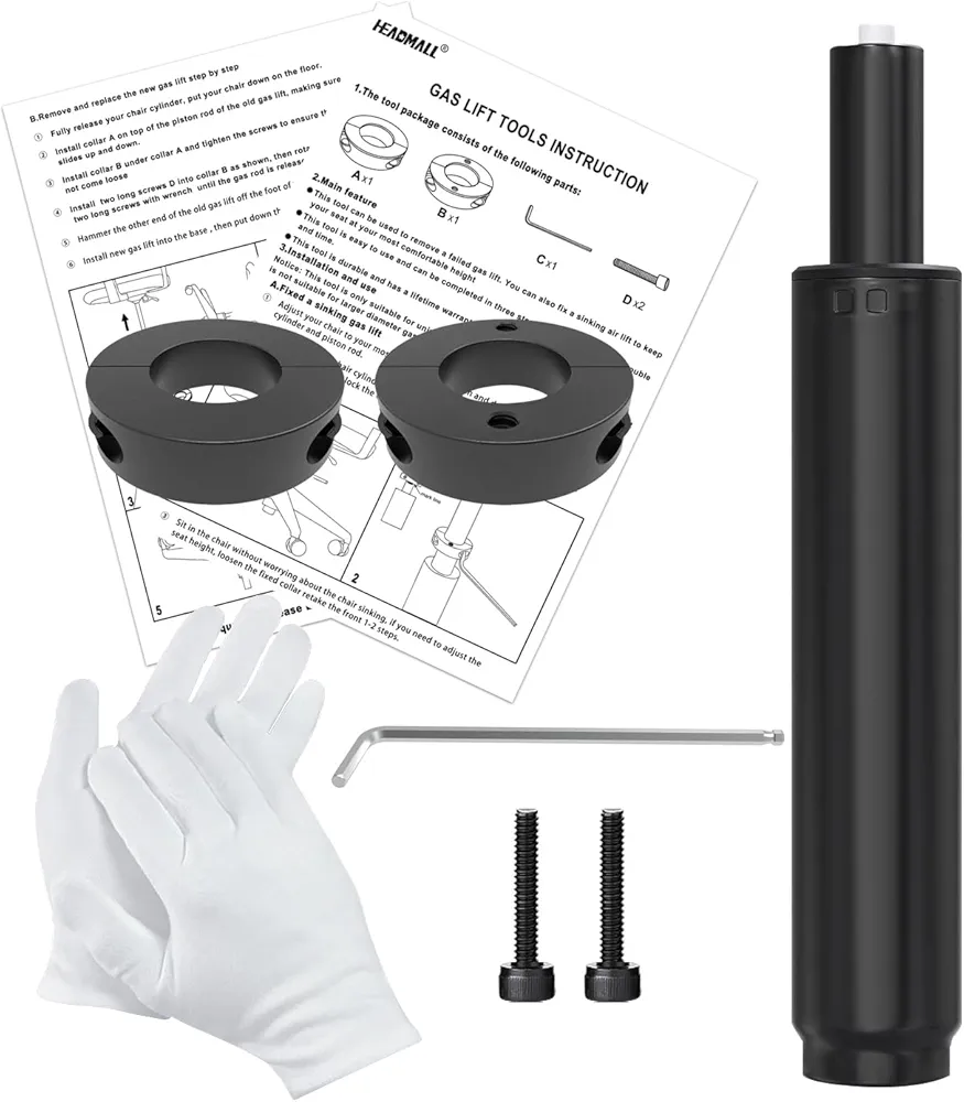 HEADMALL Office Chair Cylinder Replacement with Removal Tool, 5.5 Inches Hydraulic Cylinder Replacement, Office Chair Piston Universal Fit Black Y10-5.5 Inches