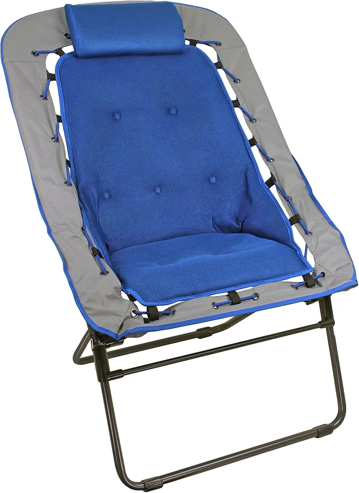 Zenithen Foldable Rectangular Air Mesh Indoor Outdoor Bungee Chair, Perfect for Dorm Rooms, Movie Nights, Bedrooms, Reading, Gaming, Journaling, Relaxing, Blue/Grey (Pack of 1)