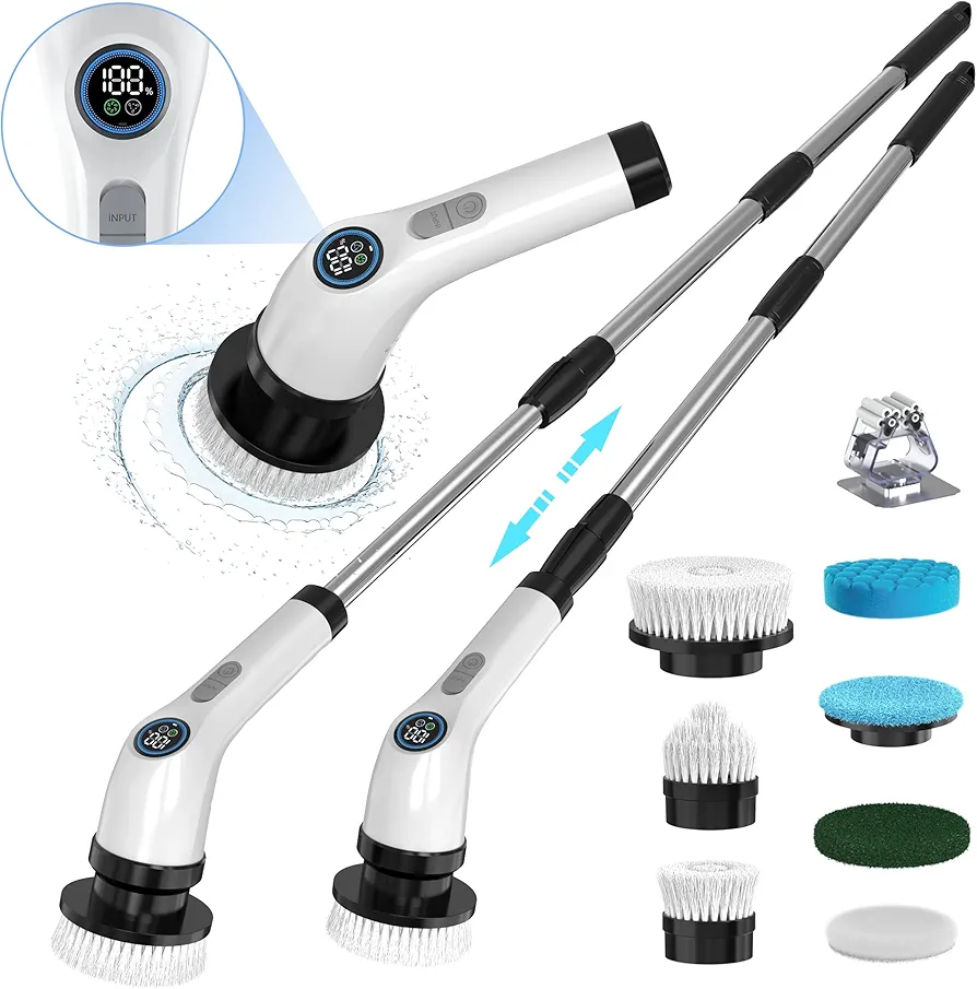 Electric Spin Scrubber Cleaning Bathroom: Shower Cleaner Brush, Cordless Power Scrubber for Tub Tile and Floor