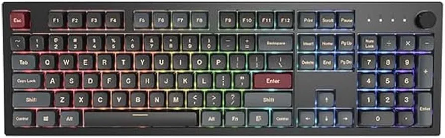 Montech MKey Mechanical Gaming Keyboard: Customizable RGB LED, Premium MDA Profile PBT Keycap, Hot-Swappable, Gateron G Red Pro 2.0 Pre-lubed Switches, Osaka Castle Theme, Darkness(MK105DR)
