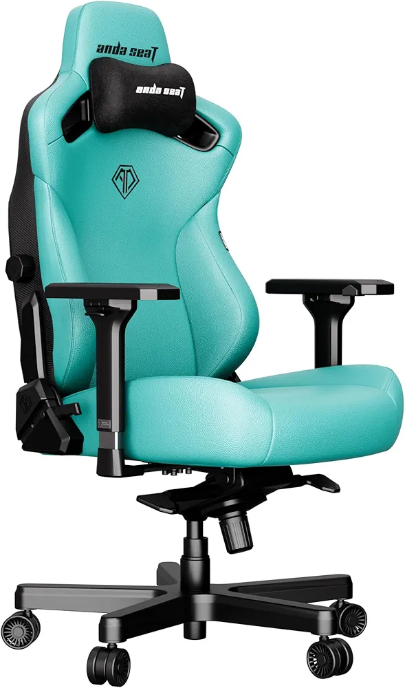 Anda Seat Kaiser 3 Large Gaming Chair for Adults - Ergonomic Green Leather Gaming Chairs with Lumbar Support, Comfortable Office Chair with Neck Support - Heavy Duty Computer Chair Wide Seat Capacity