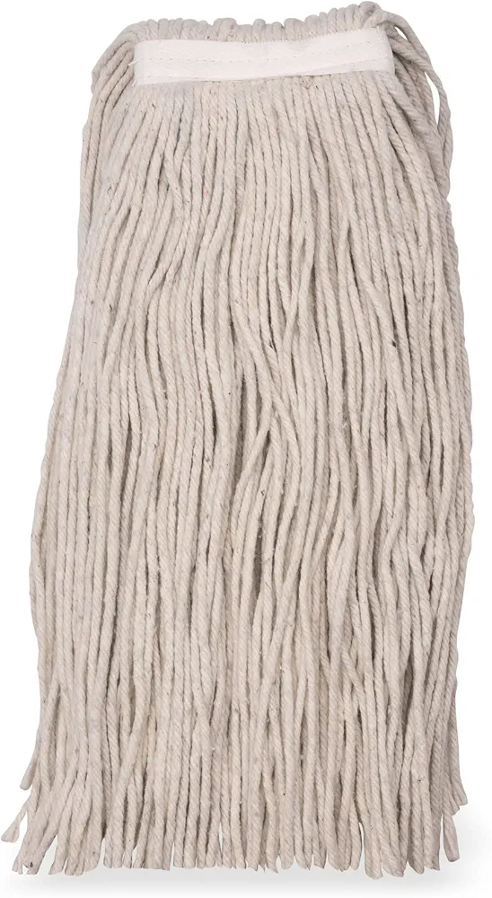 SPARTA Flo-Pac Cotton Mop Head, Cut-End, Narrow Band with White Band for Organized Cleaning, 36 Inches, Tan, (Pack of 12)