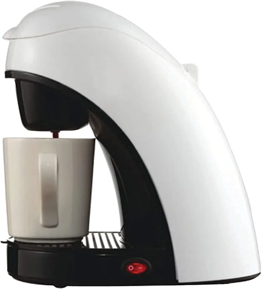 Brentwood TS-112W Coffee Maker with Ceramic Mug, Single Serve, White