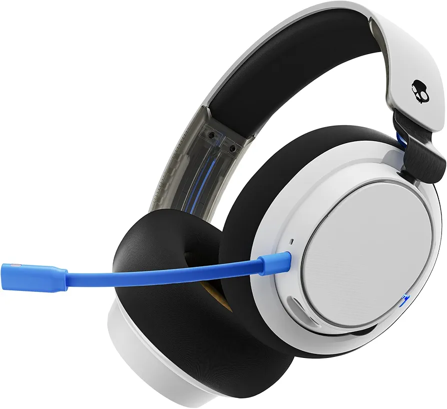 Skullcandy SLYR Pro Wireless Multi-Platform Over-Ear Gaming Headset with Ultra Low Latency USB-A Transmitter, Compatible with PlayStation or Xbox, PC, Nintendo Switch - White/Blue