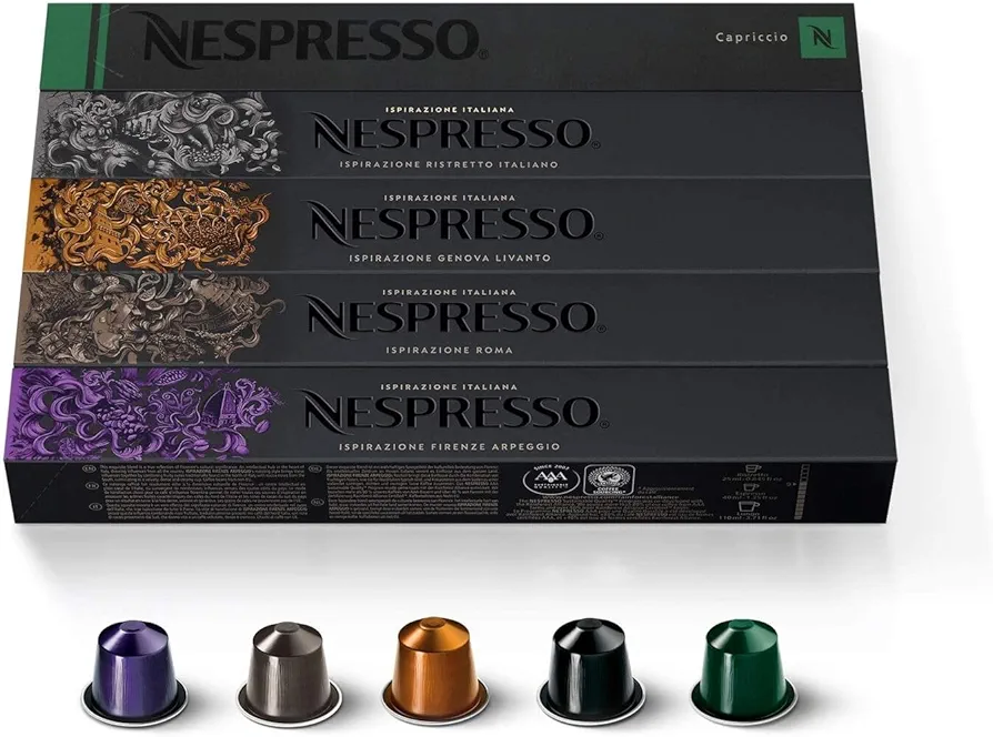 Nespresso Capsules Original Line Stocking Stuffers, Ispirazione Espresso Variety Pack, Medium Roast Espresso Coffee, 100 Count Espresso Coffee Pods