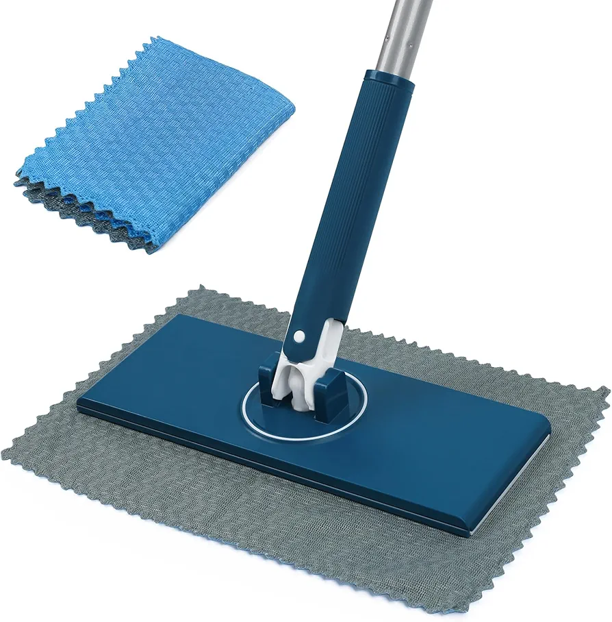 Mini Mop Cleaning Tool Flat Sweeper Mop with 2 Washable and Reusable Mop Cloths, Dry and Wet Cleaning Mop for Hardwood Kitchen Bathroom Wall Window