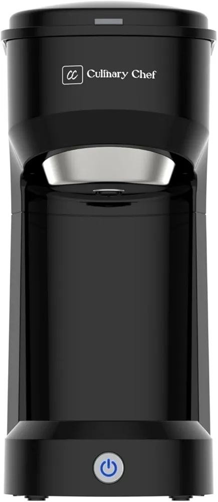 CULINARY CHEF Retro Single Serve Maker, Brewer for Ground Coffee, 300 milliliters, BLACK