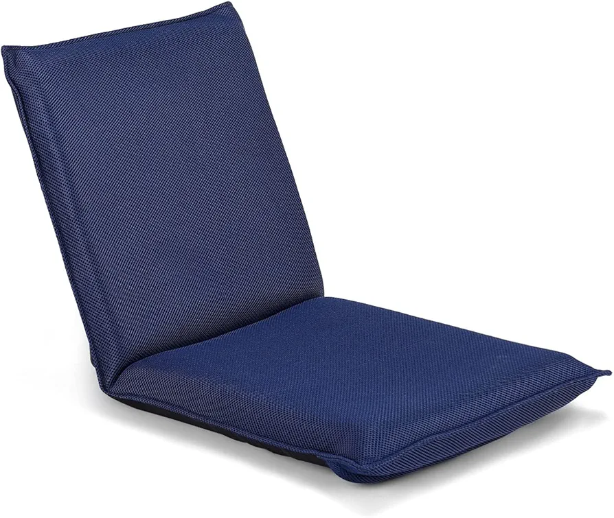 Folding Floor Chair, 6-Position Adjustable Meditation Chair, Video Gaming Chair w/Back Support for Reading TV Watching, Portable Floor Seat Lounge Sofa Chair for Kids Teens Adult, Navy