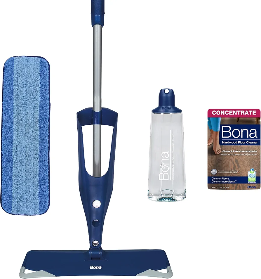 Bona Hardwood Floor Premium Spray Mop - Includes Wood Floor Cleaning Concentrate and Machine Washable Microfiber Cleaning Pad - Dual Zone Cleaning Design for Faster Cleanup
