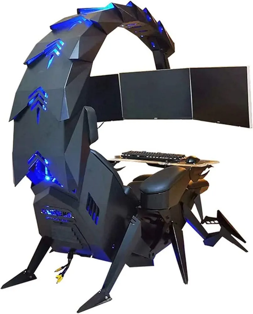 Multi -Screen Encoding Cabin Workstation Office Cockpit Gaming Station Video Gaming Chair Computer Table