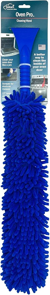 Jokari 17-Inch Dual-Sided Oven Door Cleaning Wand with Microfiber Scrubber and Hard Scraper. Easily Clean Between Glass Panes - Ideal for Deep Cleaning, May Require Door Removal