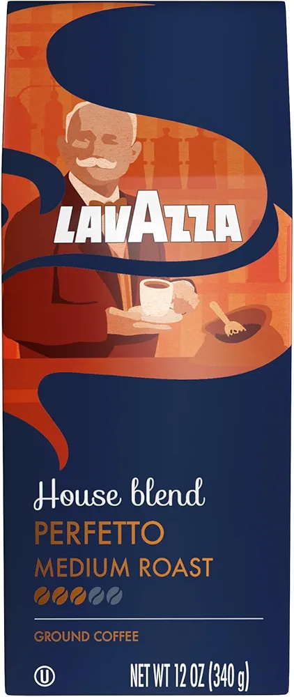 Lavazza House Blend Perfetto Ground Coffee 12oz Bag, Medium Roast, Full-bodied, Intensity 3/5, 100% Arabica, Ideal for Drip Brewers, (Pack of 1) - Package May Vary