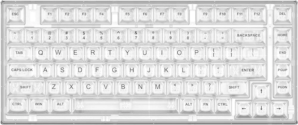 YUNZII X75 82 Key Hot Swappable Mechanical Keyboard with Transparent Keycaps, Gasket Mount 75 Keyboard, RGB Backlit Custom Gaming Keyboard for Windows/Mac (Crystal White Switch, Wired -White)