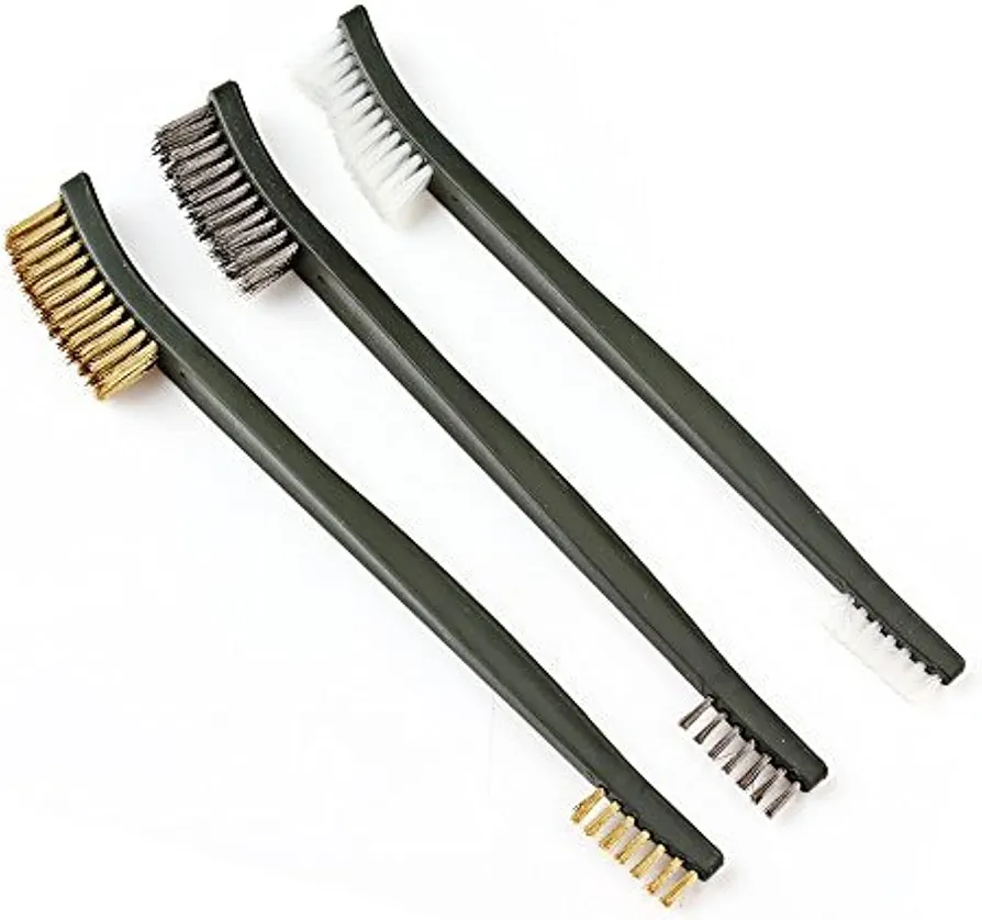 OriGlam 3pcs Mini Wire Brush Set, Rust Paint Metal Cleaner, Cleaning Welding Slag and Rust, Handy Steel/Nylon/Brass Brush Set Suitable for Cleaning Paint/Rust/Dirt
