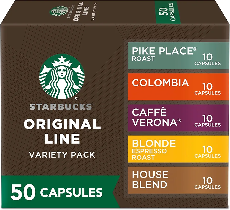 Starbucks by Nespresso Original Line Variety Pack Coffee, 50-count Espresso Pods