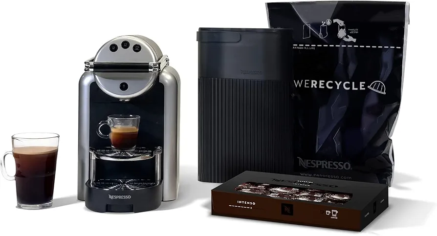 Nespresso Professional Coffee Starter Bundle for Small Businesses, Zenius Professional Coffee Machine, Taste Experience Coffee Sampling Box, Recycling Bin and Bags to recycle used capsules