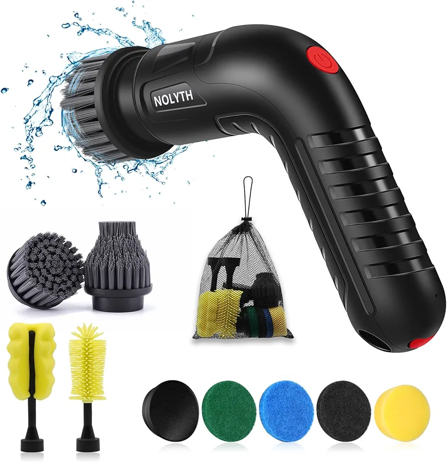 Electric Spin Scrubber, Cordless Electric Scrubber for Cleaning, Power Scrubber with 8 Replaceable Brush Heads, 2 Adjustable Speeds Cleaning Brush Shower Bathroom Floor Grout Spin Scrubber