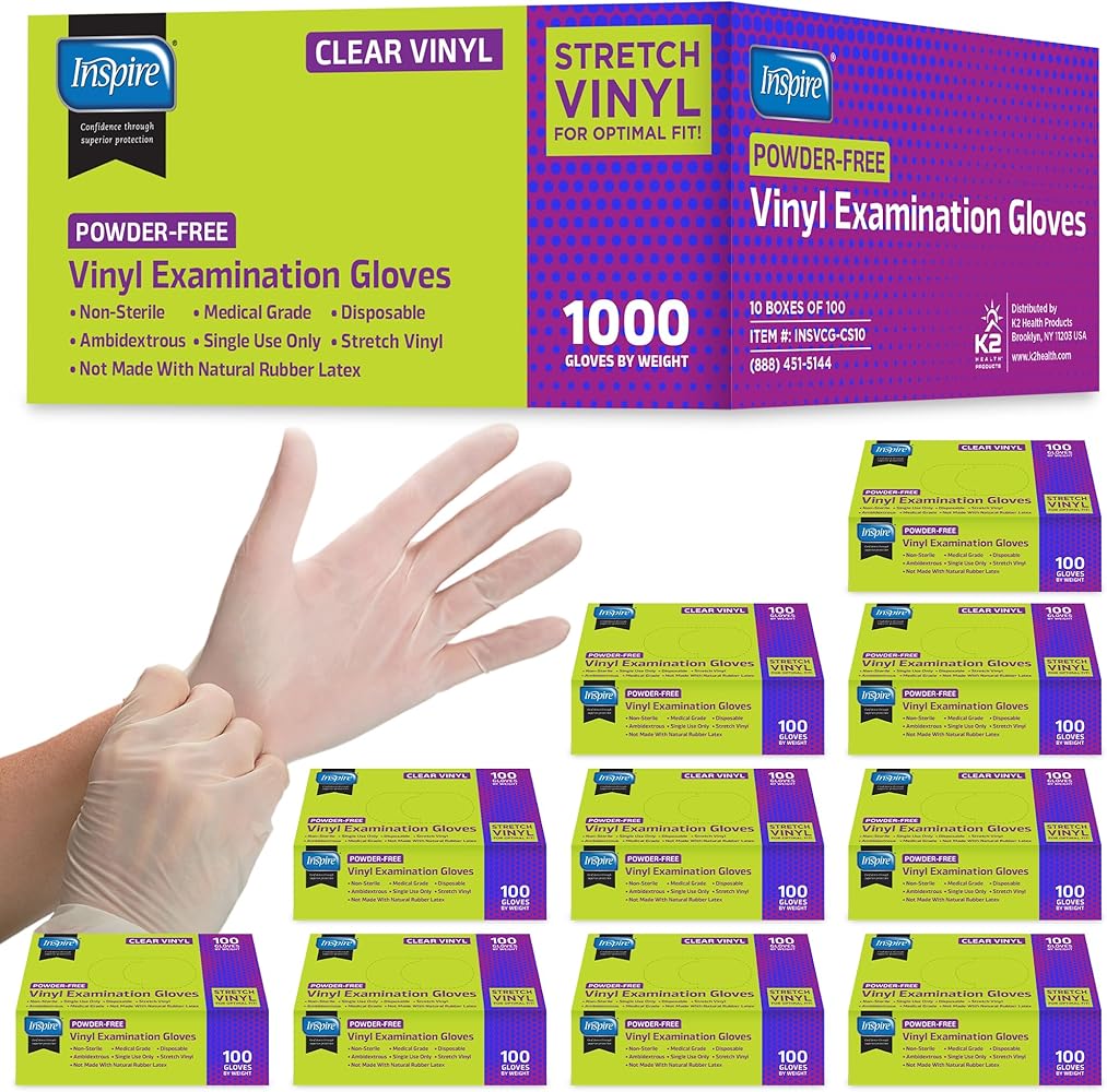 Inspire Exam Medical Gloves Clear Vinyl Gloves Disposable Gloves Cleaning Gloves Disposable Latex Free Gloves For Food Prep