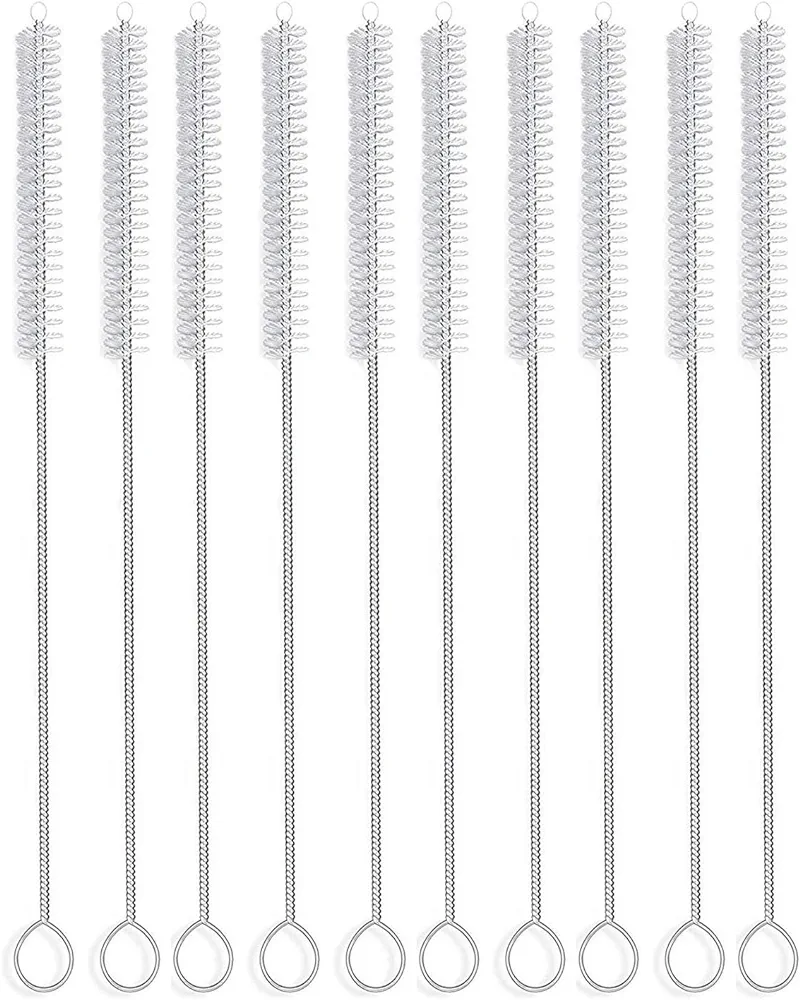 Long Straw Brush, Nylon Pipe Tube Cleaner 10-ihch X 2/5-inch Set of 10