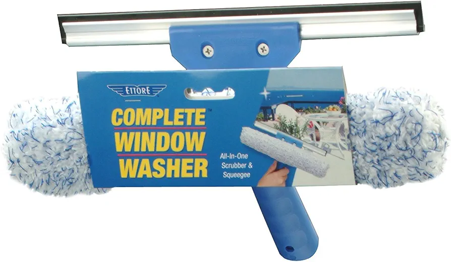 Ettore Complete Window Cleaner 2 in 1 Combo Tool: 10-inch Squeegee and Washer