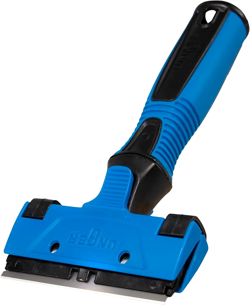 Unger Professional 4" All-Purpose Scraper - Window, Glass, and Floor Scraper, Adhesive Removal, Gum, Stickers, Paint Removal, Dual-Sided Blade