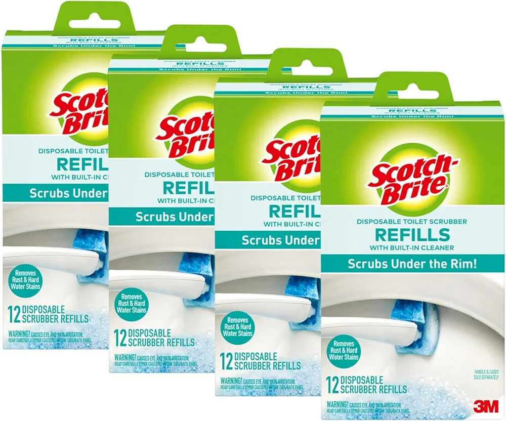 Scotch-Brite Disposable Toilet Scrubber Refills, Removes Rust & Hard Water Stains, 48 Disposable Refills