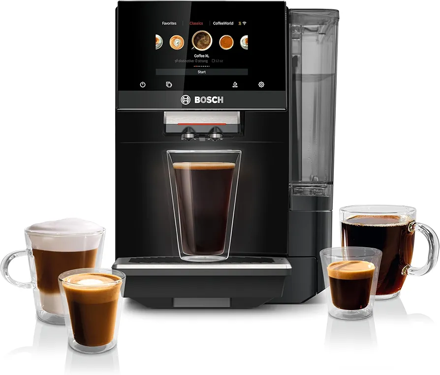 Bosch TPU60309 800 Series VeroCafe Fully Automatic Espresso Machine with Home Connect, 35 Beverage Varieties with Coffee World, Double Cup, in Black