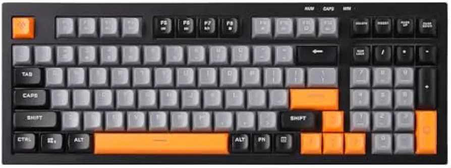 YUNZII D98 Gaming Keyboard, RGB Backlit Quite Keyboard for Office, Full Numpad, Spill Resistance, Anti-ghosting USB Wired Membrane Keyboard 98 Keys for PC Gaming Office(Black&Orange)