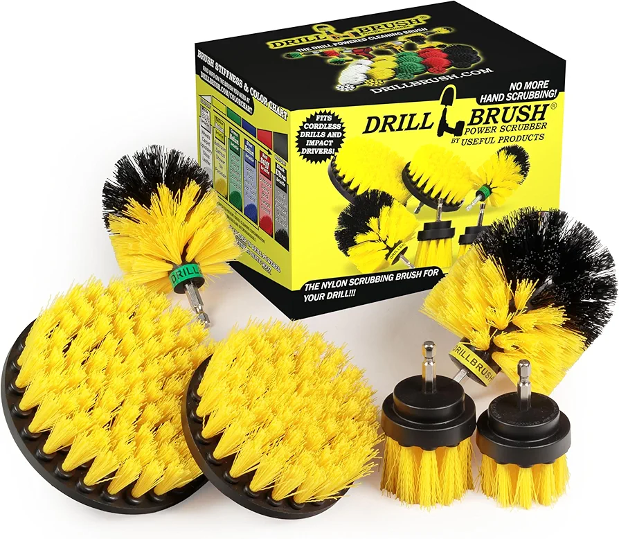 Bathroom Accessories - Drill Brush Cleaning Kit - Shower Cleaner - Bathroom Cleaning Brush Set - Bathtub - Bath Mat - Sink - Tile - Grout Cleaner - Porcelain - Fiberglass - Cast Iron - Tub - Flooring