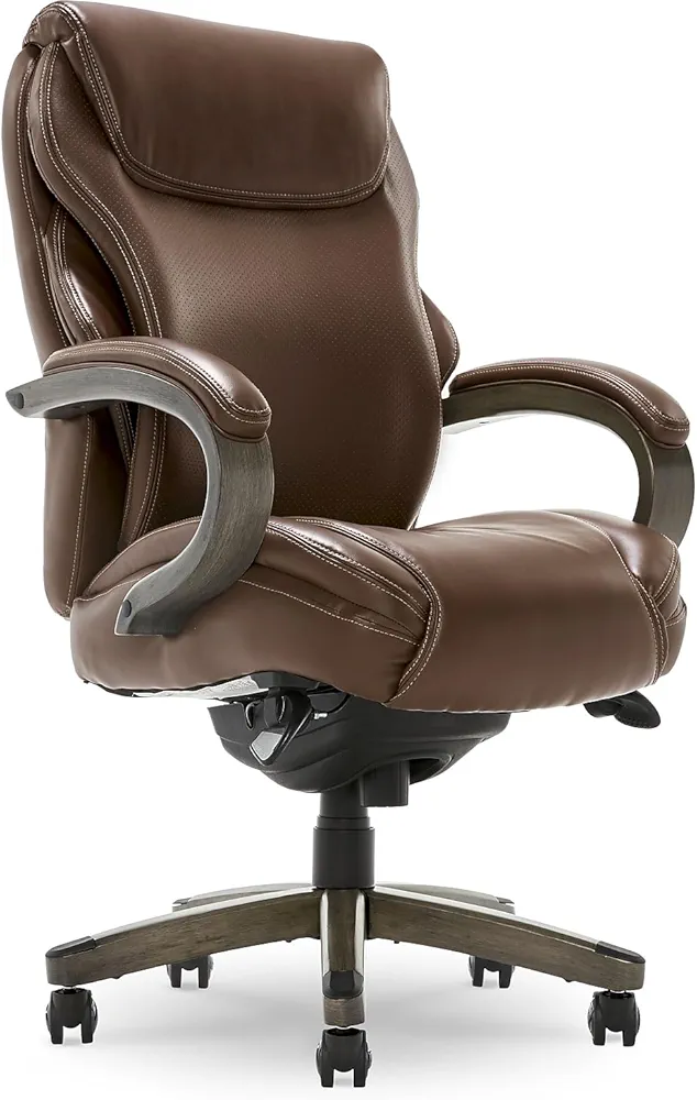 La-Z-Boy Hyland Ergonomic Faux Leather Swivel Executive Chair, Brown (CHR10044C)