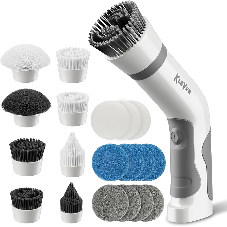 Cordless Hand Held Power Scrubber for Cleaning - Rechargeable Electric Spin Scrubber with 18 Brush - Automatic Electronic Rotating Scrubbing Tool for Home Bathroom Bathtub Shower Kitchen Sink Surface