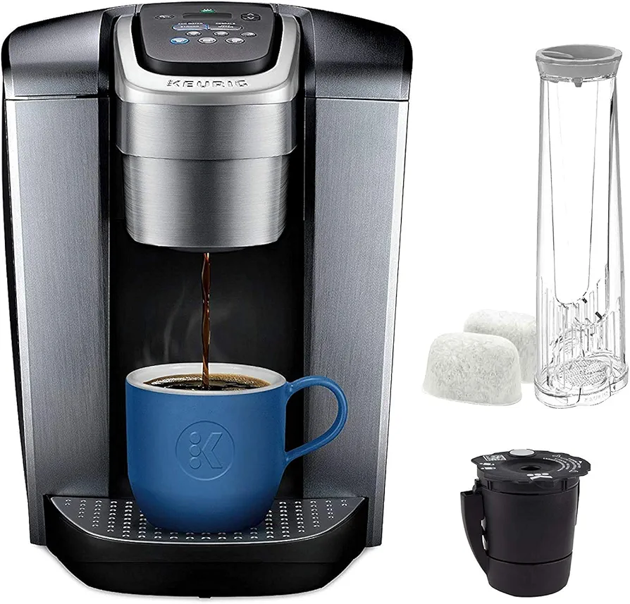 Keurig C K-Elite Maker, Single Serve K-Cup Pod Brewer, With Iced Coffee Capability, Brushed Silver Plus Extra Filter Included, 75oz