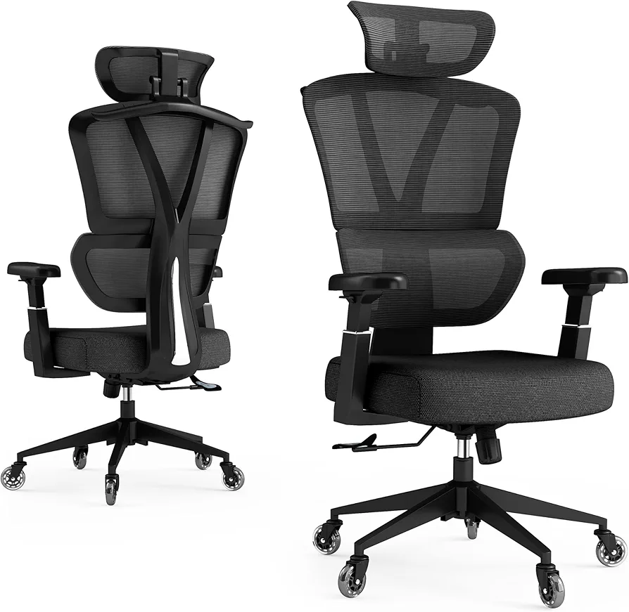 Ergonomic Mesh Office Chair, High Back Office Chair, Adjustable Headrest, Lumbar Support, Armrest, Tilt Function, Swivel, Good for Gaming, Business Meeting, Indoor.