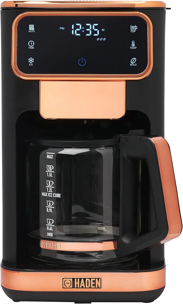 Haden Dual Brew 12 Cup Hot and Iced Coffee Maker with 120 Minute Keep Warm, Delay Brew, Adjustable Strength, Programmable Clock, and Anti Drip, Black