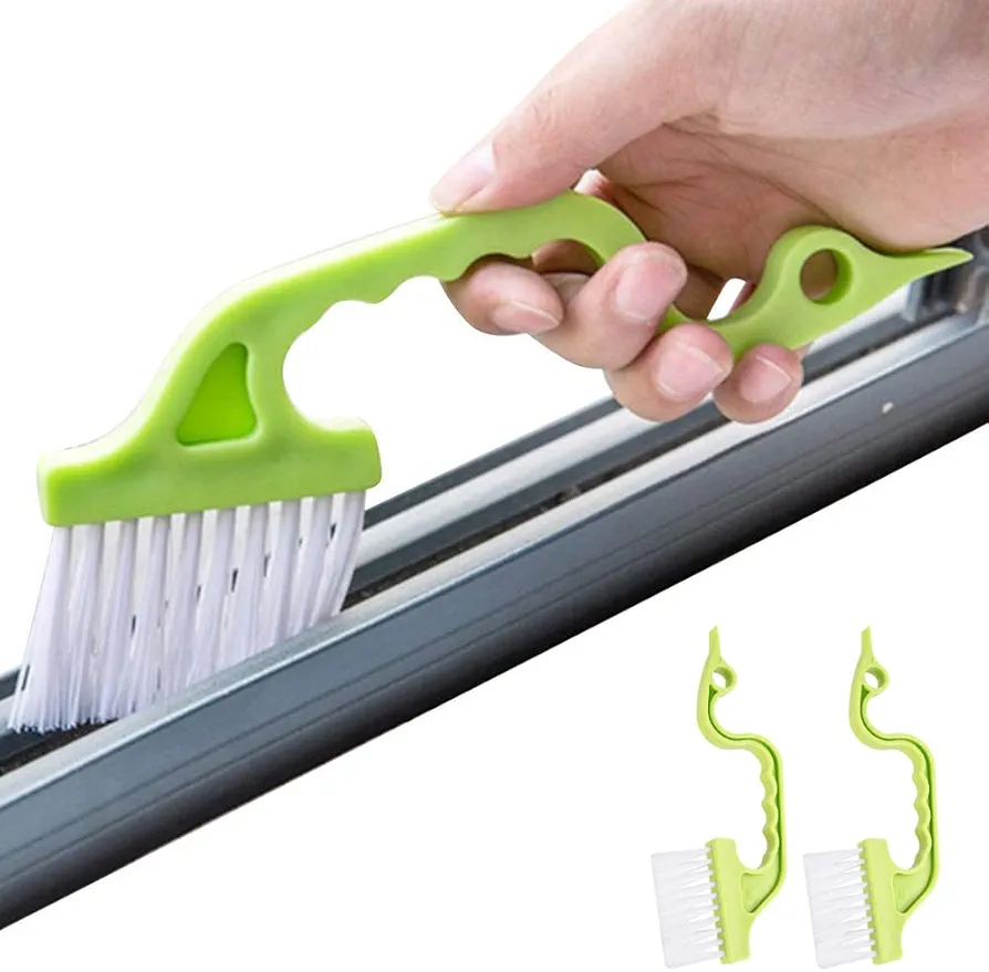 Trycooling Hand-held Groove Gap Cleaning Tools Door Window Track Kitchen Cleaning Brushes (Random Color-Blue, Green, Pink) (2 Pcs)