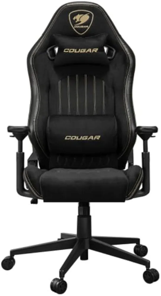 COUGAR Explore Royal F Gaming Chair with Breathable Velvet Fabric & PVC Leather, 3D Armrests, Lumbar & Neck Pillows