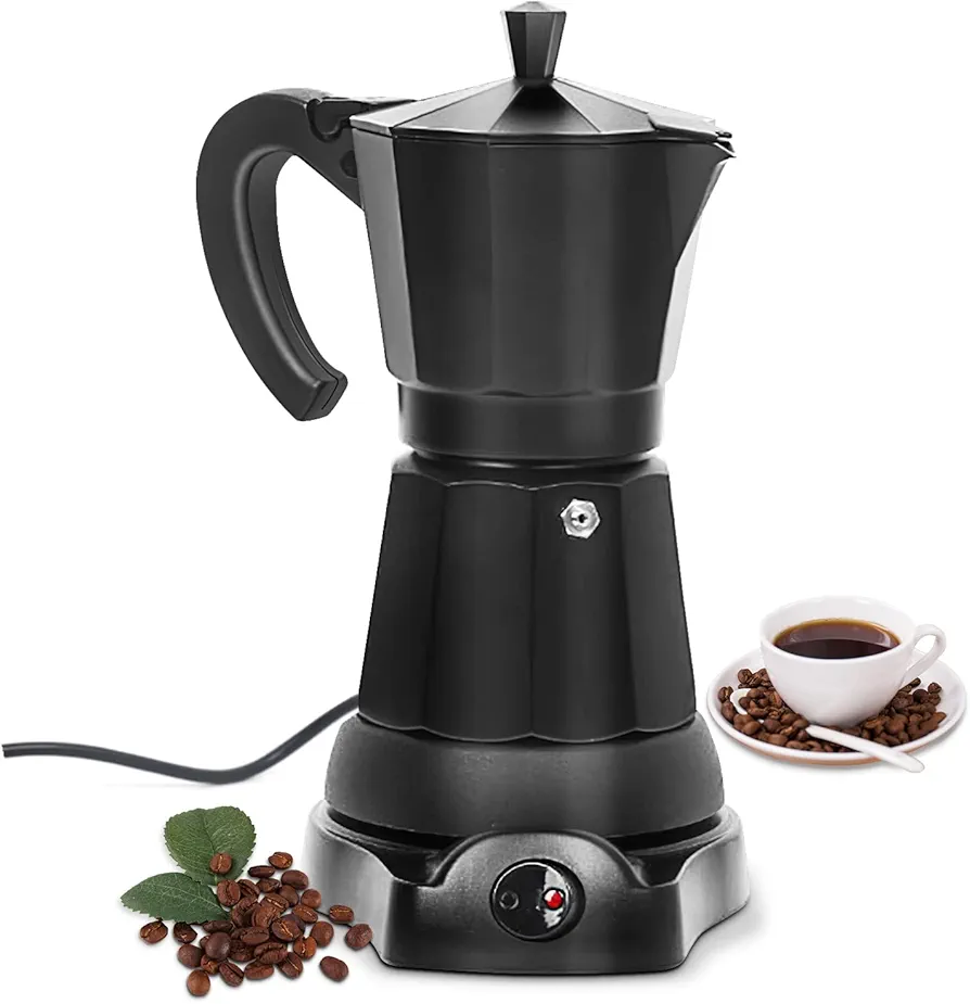 SHANGSKY Coffee Pot Electric Coffe Maker 6 Cup, Espresso Coffee Maker Cafeteras Electricas Italian Coffee Pot Espresso Makers Portable Aluminum Electric Mocha Pot, Coffee Machine Electric Moka Maker