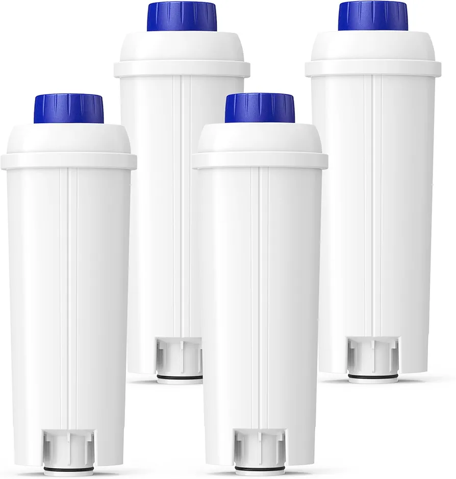 DLSC002 Water Filter Replacement Compatible With Delonghi Coffee Machines Activated Carbon Softener For De'longhi 5513292811 Ecam, Esam, Etam, Bco410, Bco420, Ec680, Ec800, Cfl-950, Ser3017, 4 Pack