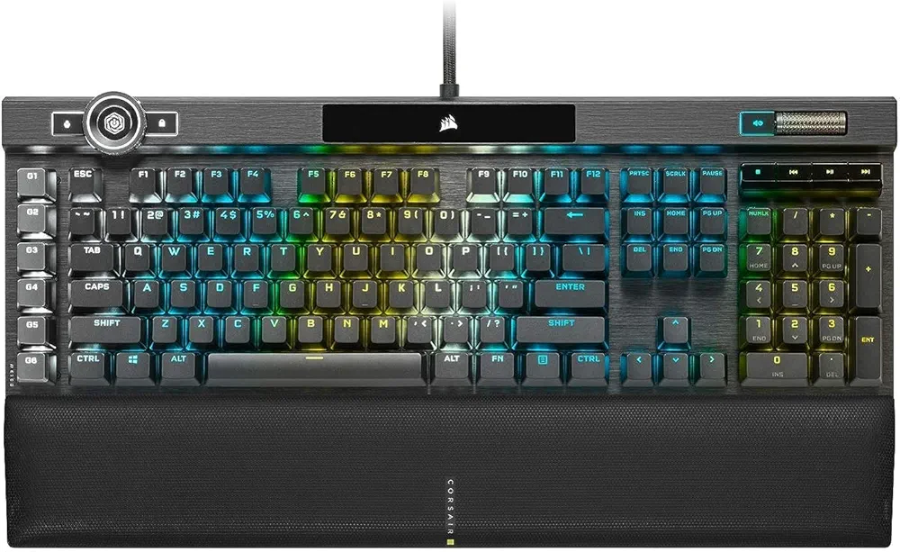 Corsair K100 RGB Optical-Mechanical Gaming Keyboard - Corsair OPX RGB Keyswitches - AXON Hyper-Processing Technology for 4X Faster Throughput - 44-Zone RGB LightEdge (Renewed)