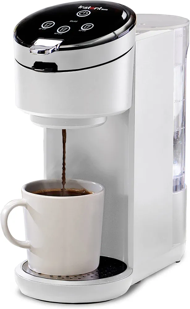 Instant Pot K-Cup Pod Compatible Single Serve Coffee Maker with Reusable Pod and Bold Setting, 8-12oz, 40oz Reservoir, White