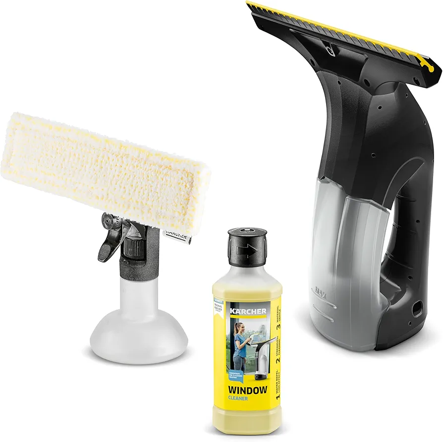 Kärcher WV 1 Plus Black Edition Window Vacuum Squeegee - for Showers, Mirrors, Glass, & Countertops - 10 in. Squeegee Blade