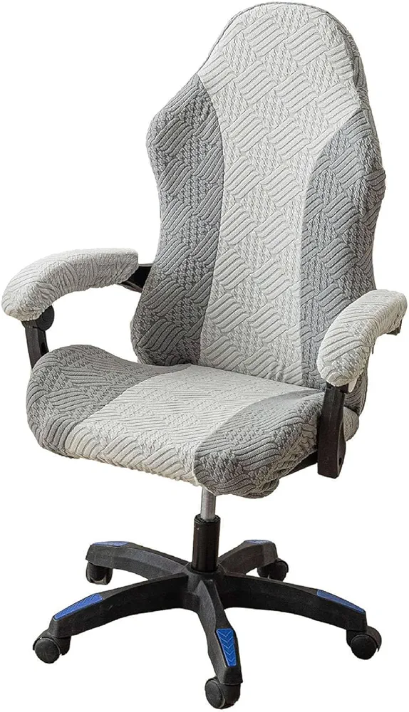 Gaming Chair Cover Cat Scratch Proof Jacquard, Soft Spandex Gaming Chair Slipcovers Arms Attached Washable for Office Chair (3,one Size)
