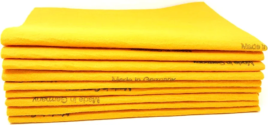 10 Pack Extra Large Original German Shammy Cloths Chamois Towels Absorbent Super Shammy for Pets, Parenting Tool Cleaning for Home and Commercial Use Wholesale Bulk (Orange)