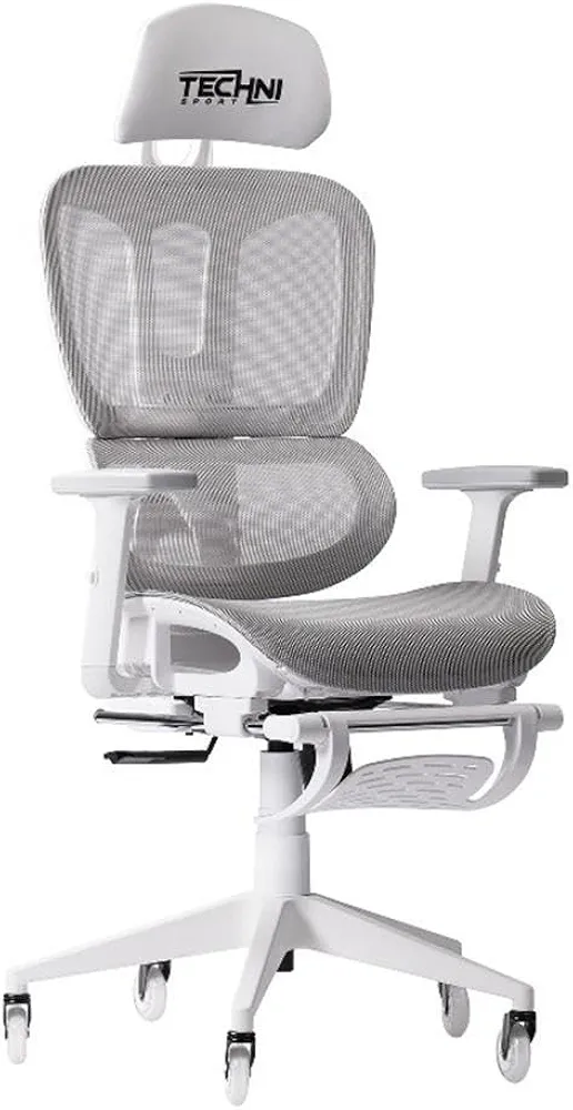 Techni Mobili Modern Sport Mesh Fabric Gaming Chair in White/Gray