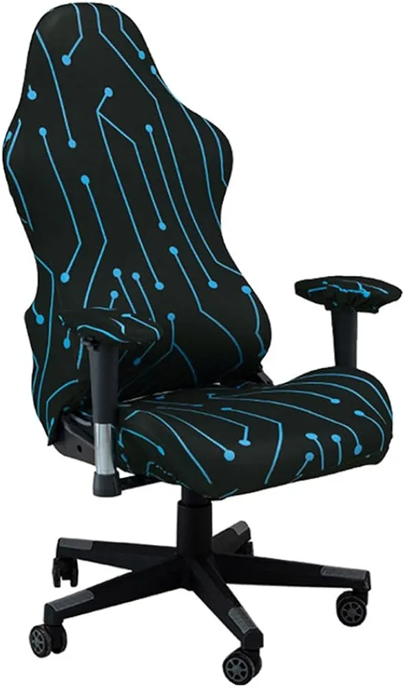 Esports Gaming Chair Cover, Indoor Stretch Printed Office Seat Covers with Armrest Cover, Rotating Desk Chair Protector Cover Decor for Home, Studio (Line)