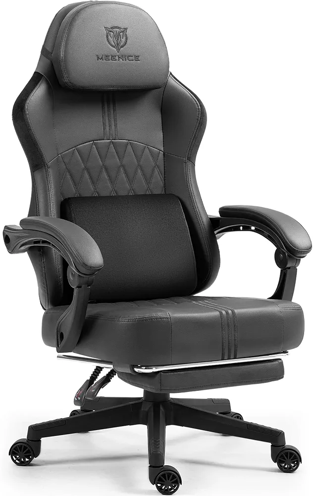 Ergonomic Gaming Chair with Pocket Spring Cushion and Breathable Leather, Cooling Gel and Massage Lumbar Support, Adjustable High Back Office Chair for Adults and Kids - Supports up to 300LBS